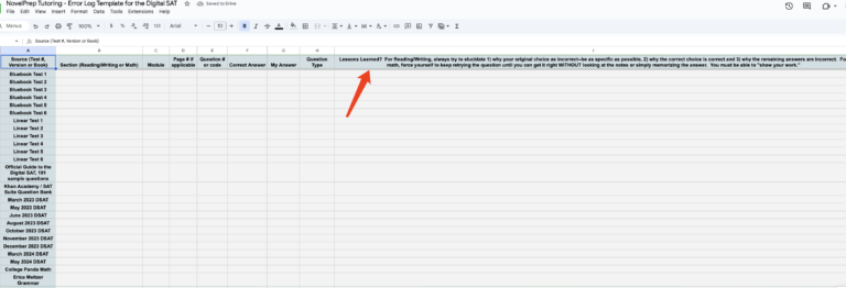 Creating a Digital SAT Error Log (2025 Template Inside) - Novel Prep