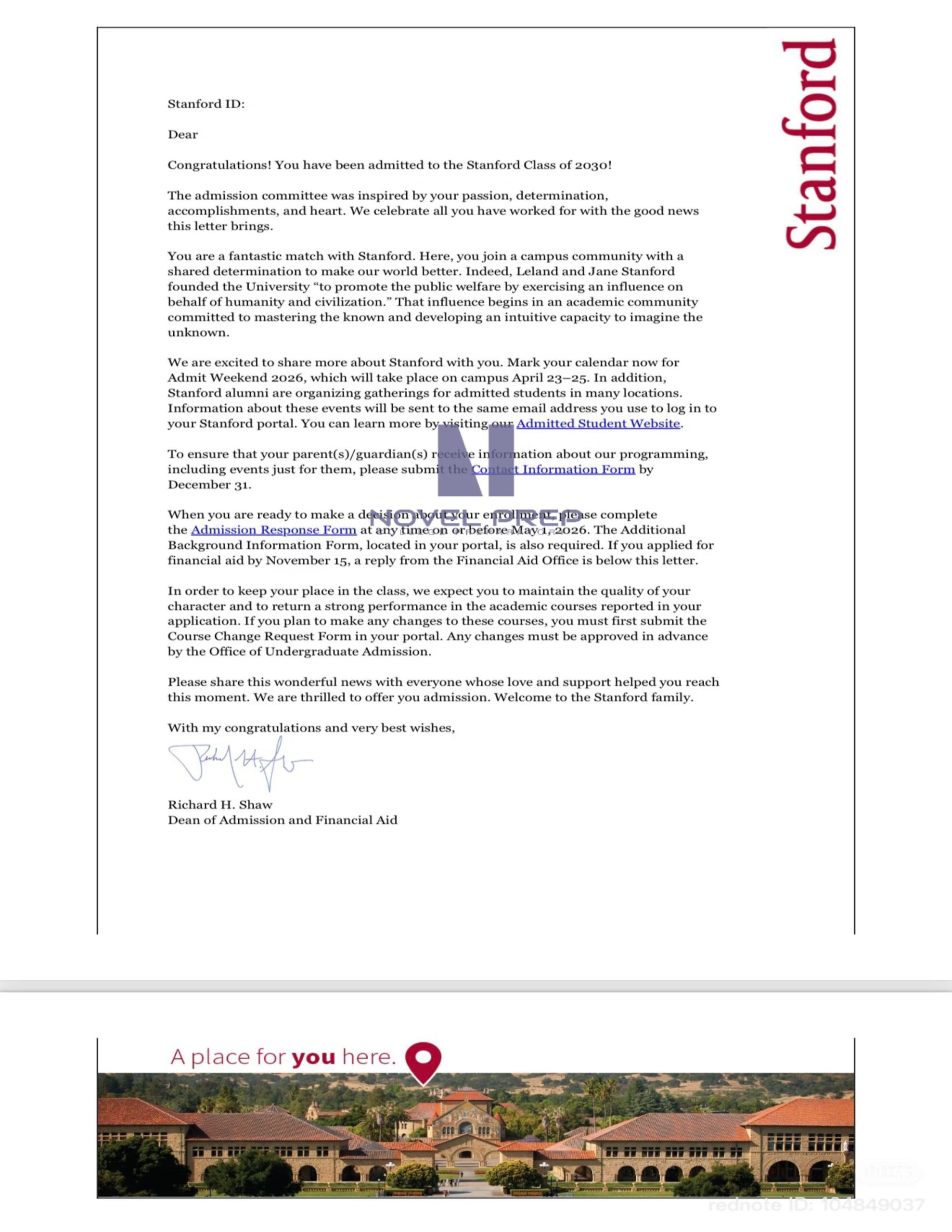 Novel Prep student college offer 10