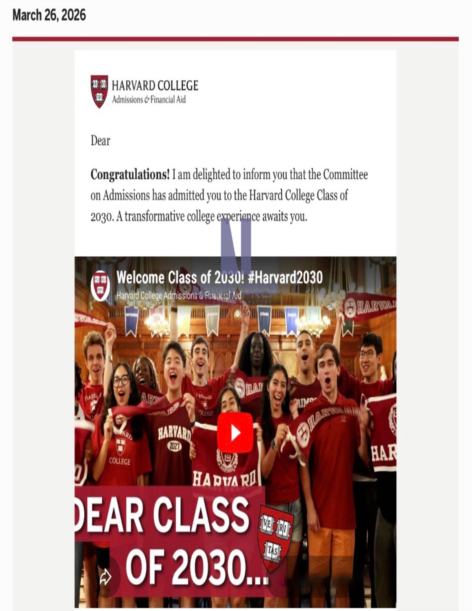 Novel Prep student college offer 13